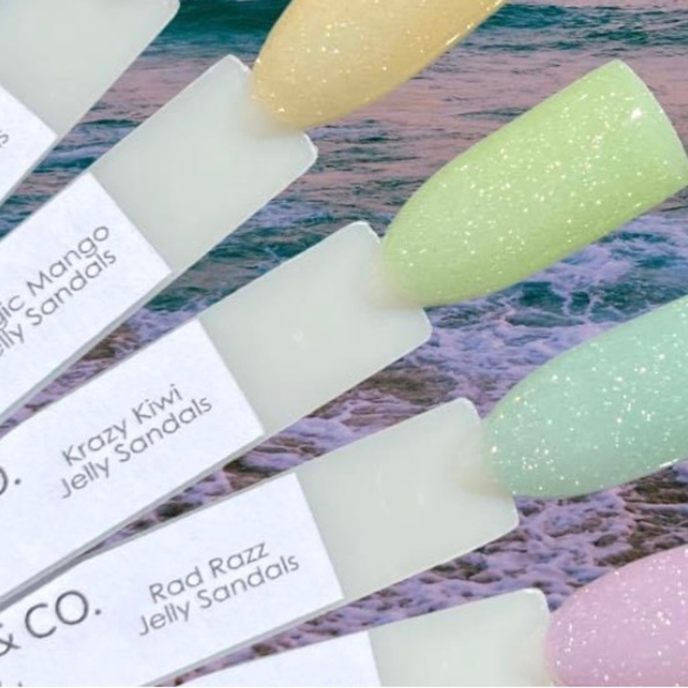 Sparkle & Co Krazy Kiwi Jelly Sandals Light Green Nail Dip Powder Color New